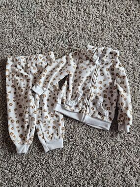 Carter's Cream and Brown Leopard Print Matching Set